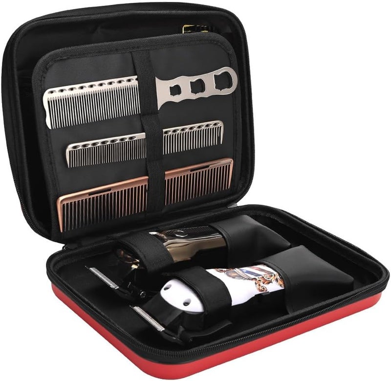 BarberTop Barber Bag for Clippers Supplies, Sturdy Clipper Storage Case for Barber Accessories, Hair Trimmer Organizer Travel Bag for Men Razor Guard Grooming Kits (Big-Red) - Image 3